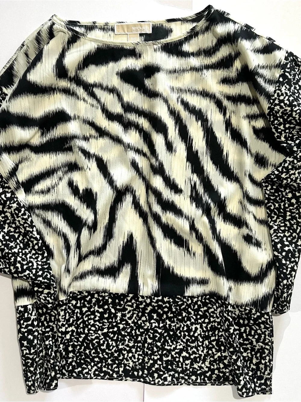 MICHAEL Michael Kors Zebra Mixed Print Batwing Blouse S/M